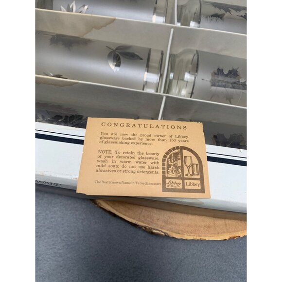 Vintage Libbey Silver Foliage 8-Piece Cooler Glass Set 15 Oz 1950s - Picture 9 of 11